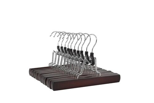 Cintres en bois pour pantalons, rouge cerise, lot de 10, 25 x 16,5 cm