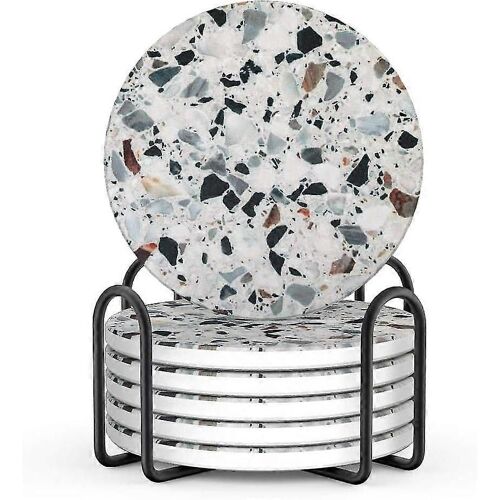 Dessous De Verre Absorbants Avec Support, Lot De 6, Évite Les Rayures Sur Les Meubles, Cadeau De Pendaison De Crémaillère Amusant Pour La Décoration Intérieure Et Les Accessoires