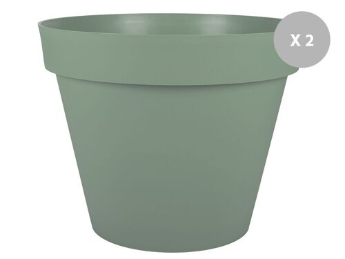 Lot De 2 Pots De Fleur Rond Toscane Ø 60 X H.47 Cm Vert Laurier - Eda