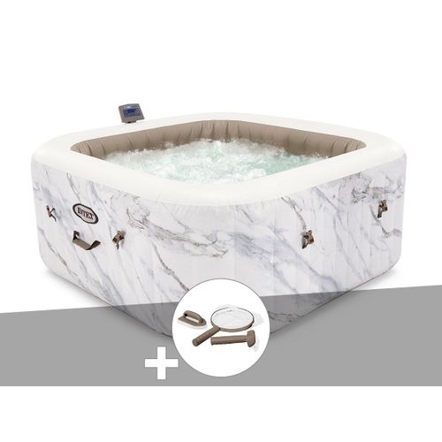 Kit spa gonflable Intex PureSpa Calacatta carré Bulles 4 places + Kit d'entretien