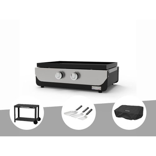 Plancha ORIGINAL Gaz 260 Duo + Desserte + Kit 3 spatules + Housse de protection - Le Marquier