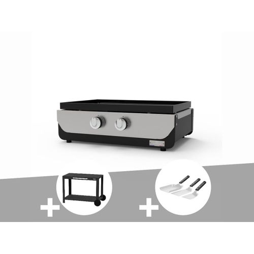 Plancha ORIGINAL Gaz 260 Duo + Desserte + Kit 3 spatules - Le Marquier