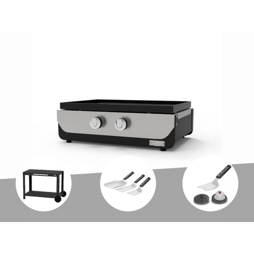 Plancha ORIGINAL Gaz 260 Duo + Desserte + Kit 3 spatules + Kit de nettoyage - Le Marquier