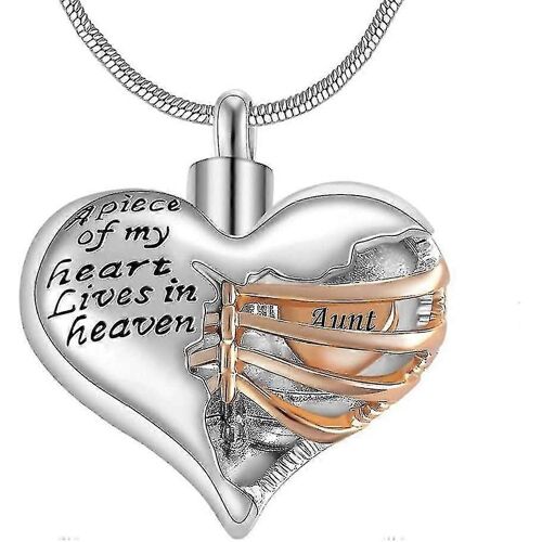 Un Morceau De Mon Coeur Vit Au Paradis Médaillon Bicolore En Forme De Coeur Pour Urne Funéraire, Bijoux En Acier Inoxydable, Pendentif Souvenir Pour Femme/Homme, Février