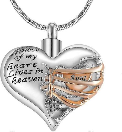 Un Morceau De Mon Coeur Vit Au Paradis Médaillon Bicolore En Forme De Coeur Pour Urne Funéraire, Bijoux En Acier Inoxydable, Pendentif Souvenir Pour Femme/Homme, Février