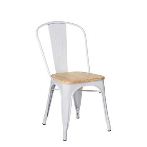 Chaise de salle à manger empilable Lix Bois Naturel - Blanc