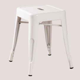 Pack De 2 Tabourets Bas Empilables En Acier Lix 45 Cm Blanc