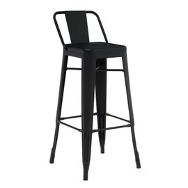 Lot De 2 Tabourets Hauts ¿75 Cm Avec Dossier En Acier Lix Noir Mate