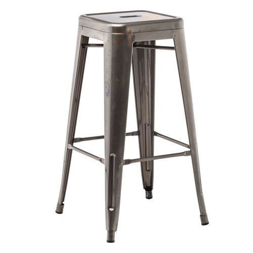 Tabouret haut empilable en acier Lix Gris brossé ¿75 cm