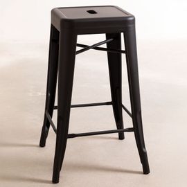 Pack De 2 Tabourets Hauts Empilables En Acier Lix Noir Mate ¿65 Cm