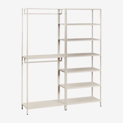 Armoire Modulaire Ouverte Janine 2 Pièces Avec Portant Et Étagères En Acier Tapioca Beige