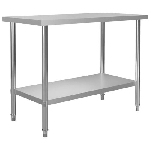 Table de travail cuisine inox 120x60x85 cm rangement pieds réglables facile à nettoyer