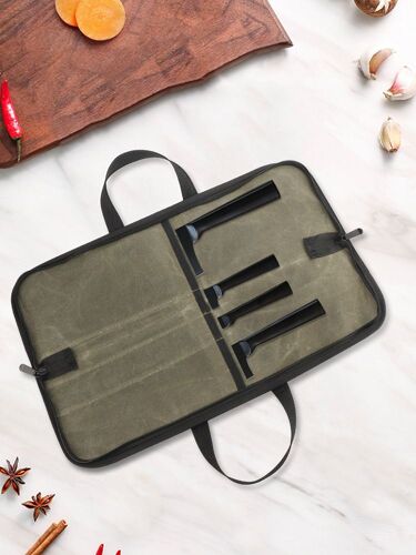 Wessleco Toile Cirée Humide Outil De Rangement De Couteaux Pour L'extérieur, Pour Le Pique-Nique, Le Camping Et La Cuisine Sac