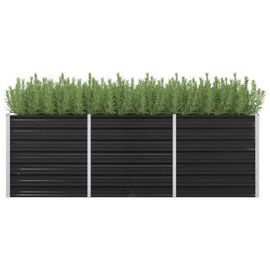 Jardinière Surélevée Jardin Anthracite 240 X 80 X 77 Cm Acier Galvanisé