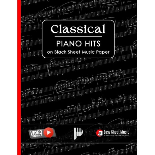 Classical Piano Hits On Black Sheet Music Paper: Elegant Edition For Intermediate Pianists I Perfect Gift For Students & Teachers I Fur Elise I ... Carol Of The Bells I Greensleeves Hallelujah