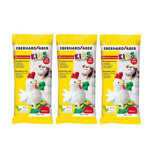 EBERHARD FABER Lot de 3 Pâtes à modeler "EFA Plast Kids", blanc