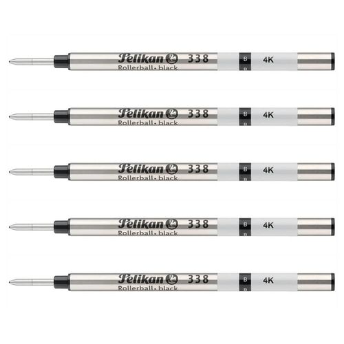 Pelikan Lot De 5 Recharges Stylo Roller À Encre 338 Pointe Large Noir