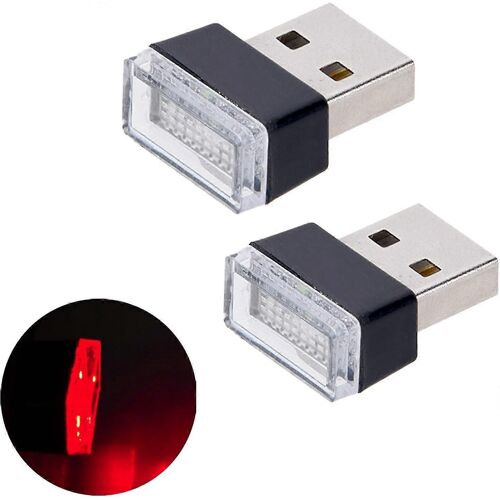 Sbsg 2 Pcs Rouge Universel Mini Usb Led Intérieur De Voiture Ambiance Lumières Pour Intérieur De Voiture Coffre Atmosphère Ambiante, Rouge