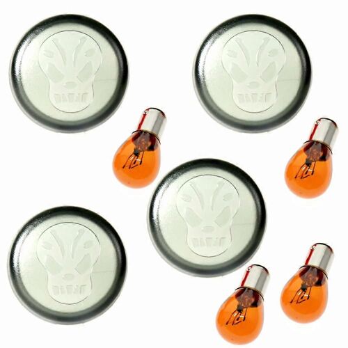 4x Rudyness Skull Clignotants Lentille De Fumée Légère Avec Ampoule Pour 86-18 Harley Dyna Softail Sportster 883