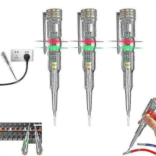 3pcs 24-250v Électricien Circuit Testeur Pen, Stylo Testeur Electrique Réactif, avec Led Indicator Lig