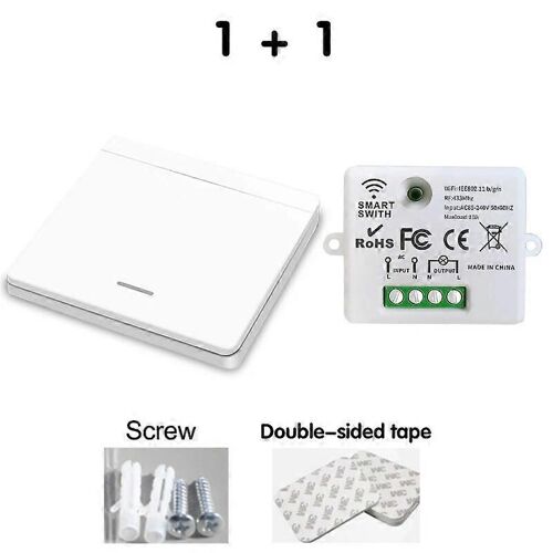 WIFI Mini interrupteur Tuya Smart Life APP Interrupteur d¿éclairage à bouton-poussoir RF 433Mhz Panneau mural Module de relais bricolage Minuterie Google Home Alexa