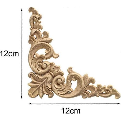 Ornements en bois pour meubles 4 pièces ornements en bois ornements pour meubles sculpture sur bois applique ornement bois meubles décoration murale bois, 12 * 12