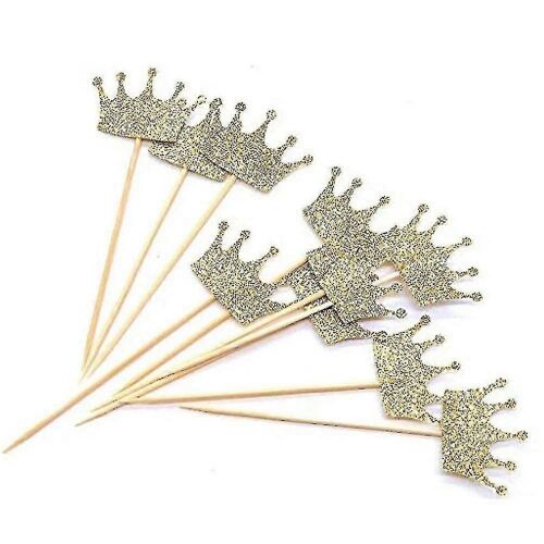 Lot De 20 Décorations De Cupcakes En Forme De Couronne Dorée, Décorations De Gâteaux, Prince Royal, Pour Anniversaire, Baby Shower