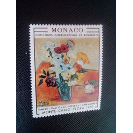 Timbre Monaco Y T 817 Roses Et Anémones, Peinture De Vincent Van Gogh 1970 ( 111206 )