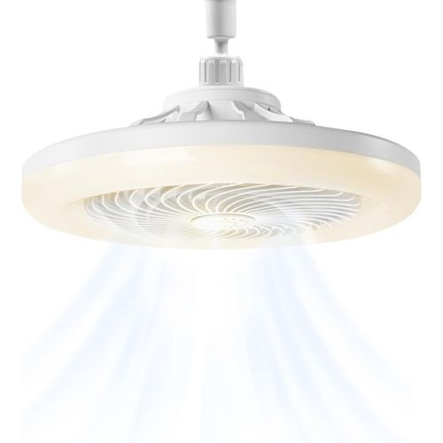 CHECARZHN--NO1-Ventilateur De Plafond Avec Lumiere E27, Trois Vitesses, Trois Couleurs De Lumière, Rotation À 360°, Ventilateur Lampe Ventilateur Plafond Avec Telecommande Pour La Chambre Et Le Salon