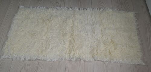 Vintage Tapis / Descente De Lit Olympos 200 Mécanique Laine 100% Beige 70 X 140