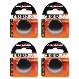 ANSMANN Lot de 4 Piles Bouton Lithium CR3032, 3 Volt 550 mAh