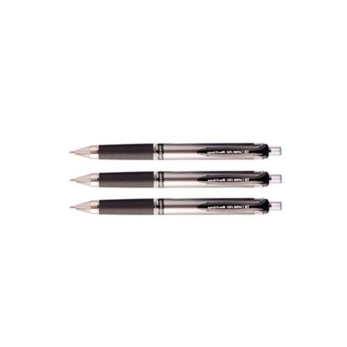 Uni-Ball Lot De 3 Rollers Encre Gel Impact Signo Broad Umn152/10s Auto Rétractable Grip Pointe Large 1mm Noir
