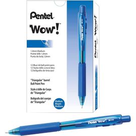 Pentel Lot De 12 Stylos À Bille Rétractable Wow Bk440 Bleu