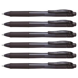 Pentel Lot De 6 Rollers Encre Gel Liquide Energel-X Bl110 Pointe Métal 1mm Noir