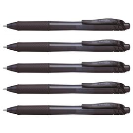 Pentel Lot De 5 Rollers Encre Gel Liquide Energel-X Bl110 Pointe Métal 1mm Noir