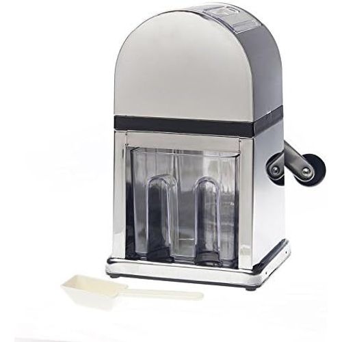 MEVRONISSHOP-KATSU Broyeur à Glace Manuel avec Bac à Glaçons et Cuillère pour Cocktails et Smoothies, Acier inoxydable 769008