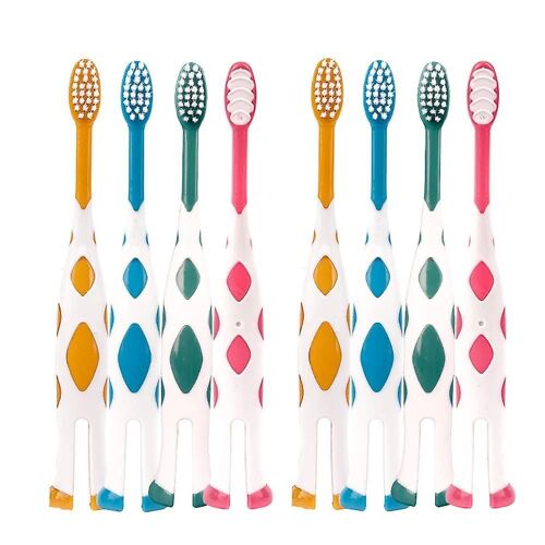 Lot De 8 Brosses À Dents Pour Enfants ¿ Design Cerf Extra Doux Pour Les 2 À 8 Ans, Ergonomiques, Portables Et Sûres Pour Des Sourires Sains
