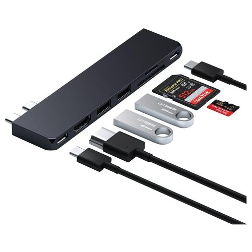 Satechi Pro Hub Slim - Station d'accueil - USB-C x 2 - HDMI - pour Apple MacBook Air (Fin 2018, Fin 2020, Mi-2019, Mi-2022); MacBook Pro