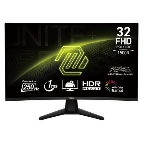 MSI MAG 32C6X - Écran LED - jeux - incurvé - 32" (31.5" visualisable) - 1920 x 1080 Full HD (1080p) @ 250 Hz - VA - 250 cd/m² - 3000:1 - 1 ms - 2xHDMI, DisplayPort - noir