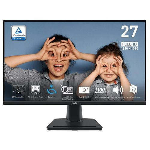 MSI PRO MP275 - Écran LED - 27" - 1920 x 1080 Full HD (1080p) @ 100 Hz - IPS - 300 cd/m² - 1000:1 - 1 ms - HDMI, VGA - haut-parleurs