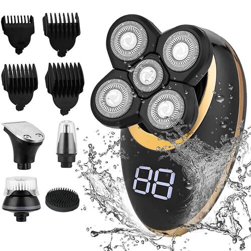Rasoir Électrique Étanche 4d Pour Homme ¿ Rasoir Rotatif Multifonction Avec Chargement Usb Et Écran Led