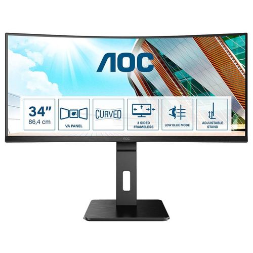 AOC Pro-line CU34P2A - P2 Series - écran LED - incurvé - 34" - 3440 x 1440 UWQHD @ 100 Hz - VA - 300 cd/m² - 3000:1 - 1 ms - 2xHDMI, DisplayPort - haut-parleurs - noir