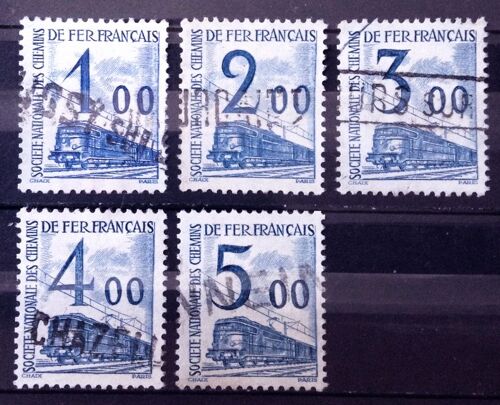 Colis Postaux - Petits Colis - 1,00 Bleu (N° 41) + 2,00 Bleu (N° 42) + 3,00 Bleu (N° 43) + 4,00 Bleu (N° 44) + 5,00 Bleu (N° 45) Obl - Cote 10,50 - France Année 1960 - N25819