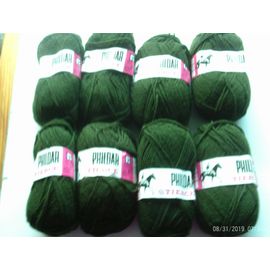 Lot De 8 Pelotes Phildar Tiercé Vert Foncé (Kaki)