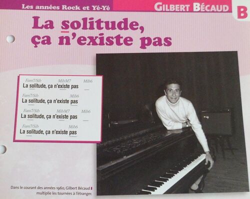 Fiche Chanson La Solitude, Ça N'existe Pas Gilbert Becaud