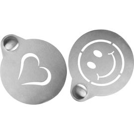 Securit Set De 2 Pochoirs À Café Acier Inoxydable Coeur Et Smyley