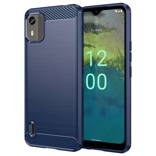 Coque pour Nokia C12 / C12 Pro / C12 Plus - housse etui silicone gel carbone + verre trempe - BLEU FONCE