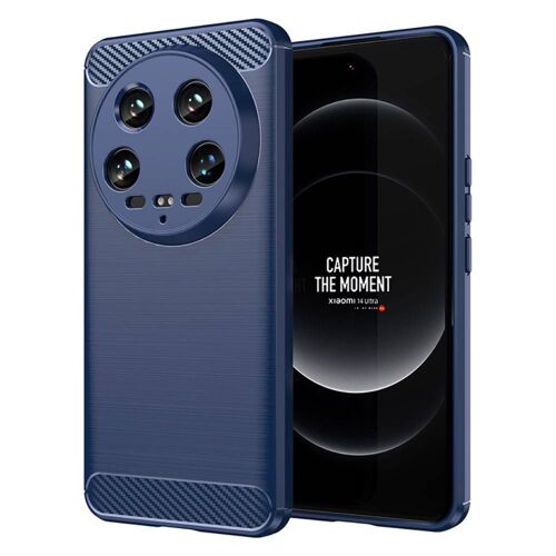 Coque pour Xiaomi 14 Ultra 5G - housse etui silicone gel carbone + film ecran - BLEU FONCE