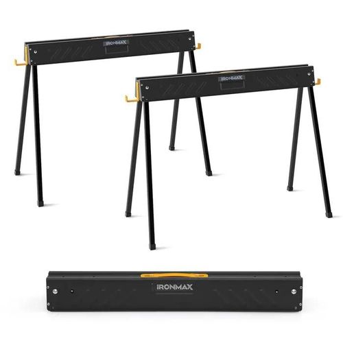 Costway Lot De 2 Chevalets De Sciage Pliable, Couper Le Bois, Charge Max.: 1000 Kg Avec Poignée De Transport