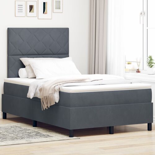 Vidaxl Lit Box Spring Avec Matelas Gris Foncé Petit Double Velours